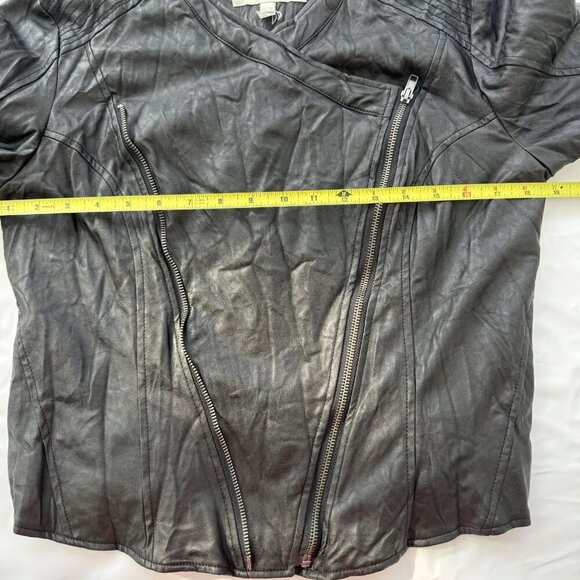 Costa Blanca Vegan Leather Black Jacket Wrinkled Look Size Large - Picture 11 of 16